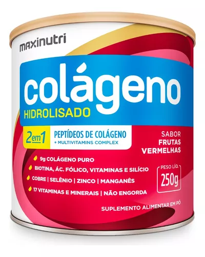 Suplemento em pó Maxinutri Colágeno Hidrolisado 2 em 1 Verisol colágeno  Colágeno Hidrolisado 2 em 1 Verisol sabor frutas vermelhas em lata de 250g  | MercadoLivre