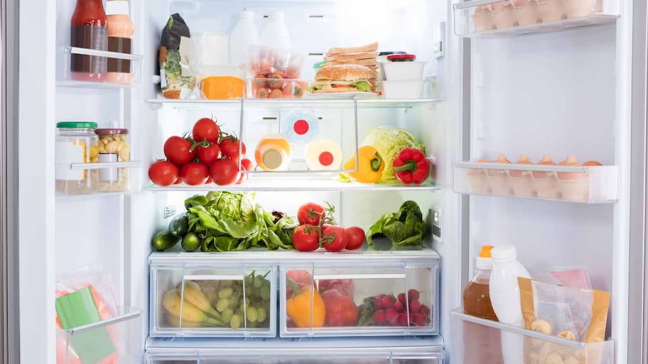 Refrigerator with fruits and vegetables 